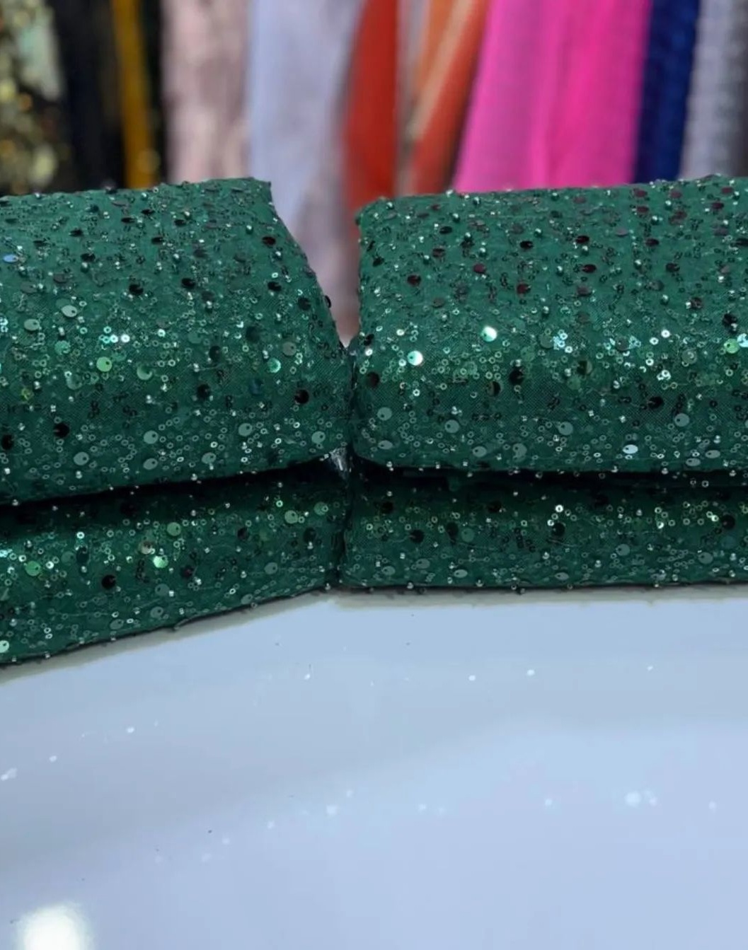 پارچه تور جسمیکو سبز یشمی ترند ۲۰۲۶