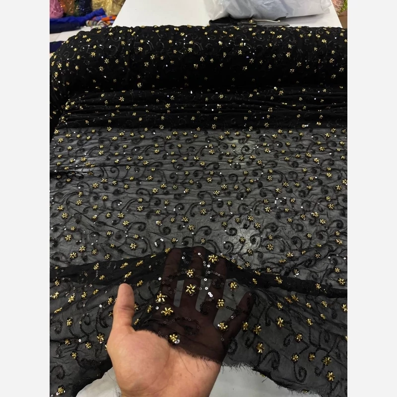 پارچه حریر ملیله و پولک دوزی پرکار برای لوازم خیاطی و بافتنی